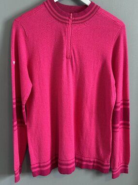 NWT Levelwear Women's Campus 1/4 Zip Knit Midlayer Pullover Sweater Raspberry LG